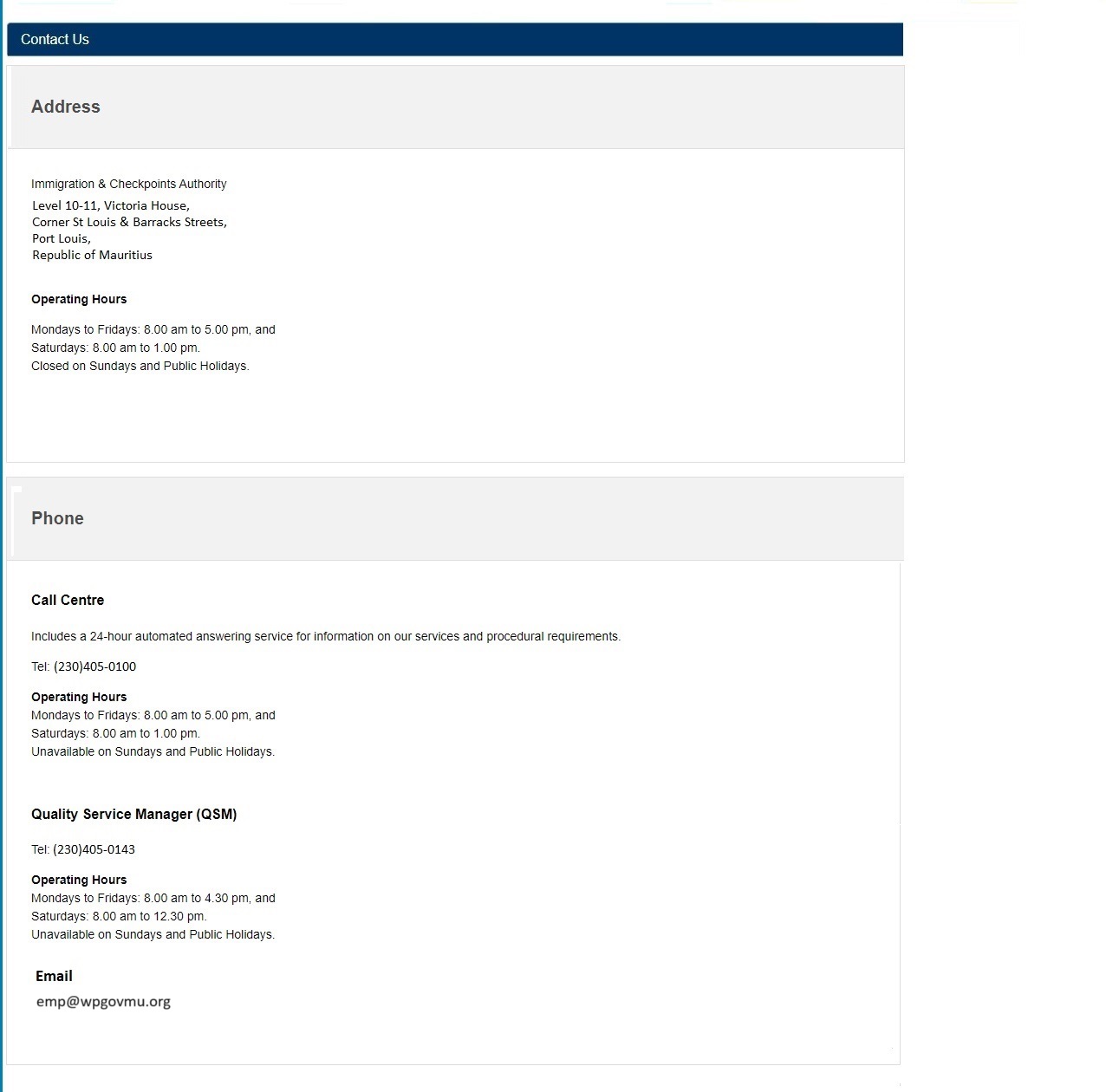 Mauritius Visa Enquiry